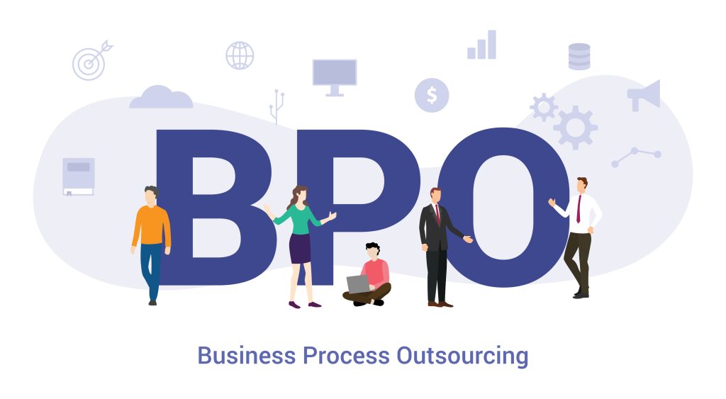 llustration of Business Process Outsourcing (BPO) featuring professionals and icons, representing Pakistan’s leading BPO companies in 2025.