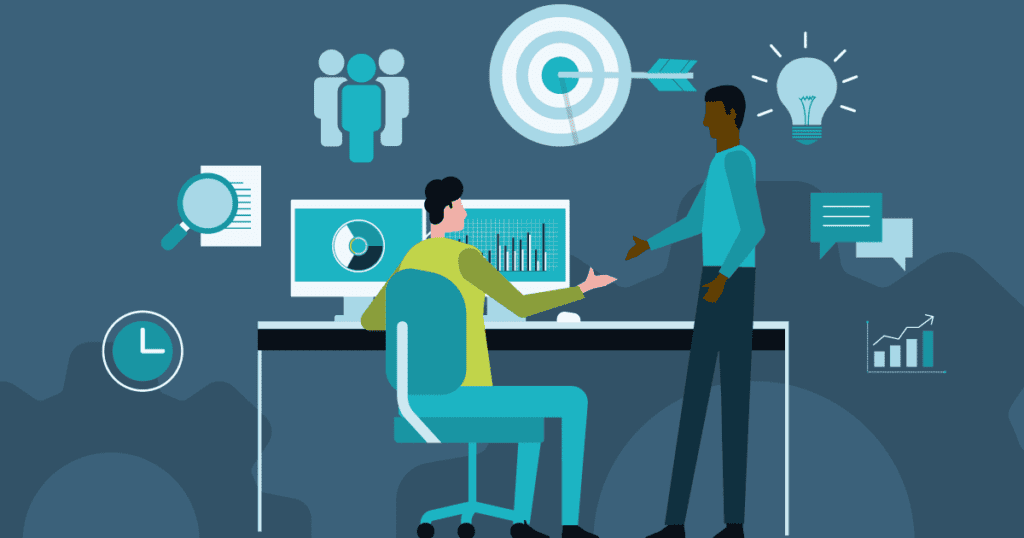 Illustration of HR processes showcasing automation, employee management, and analytics tools, emphasizing advanced HCM in Pakistan.