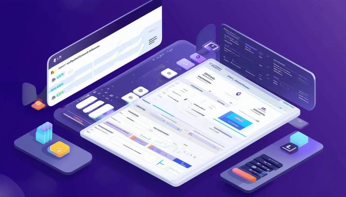 3D purple-themed user interface design concept representing advanced Payroll Management Software in Pakistan with integrated HR features.