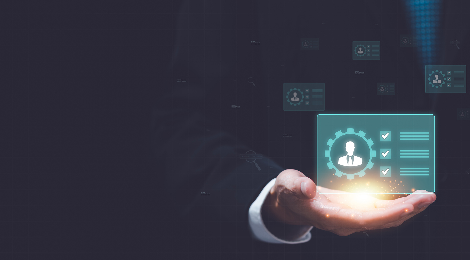 Business professional presenting digital interface of the Best HR & Payroll Software, symbolizing automation and workforce management solutions.