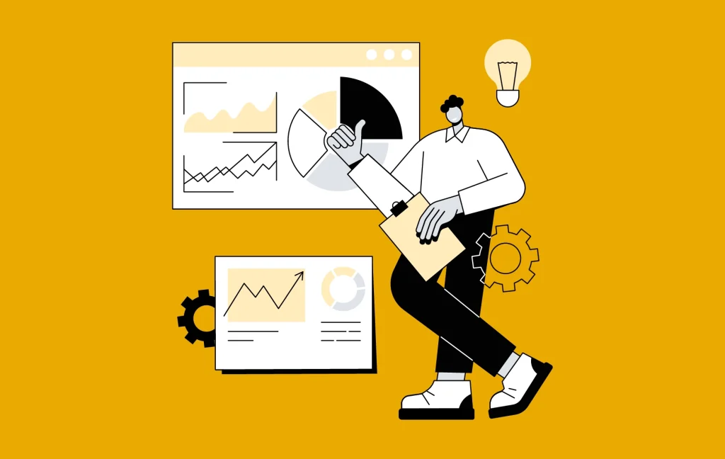 Predictive HR analytics Pakistan concept with business analyst examining HR data visualizations, charts, and performance metrics, symbolizing data-driven insights for turnover prediction and workforce planning